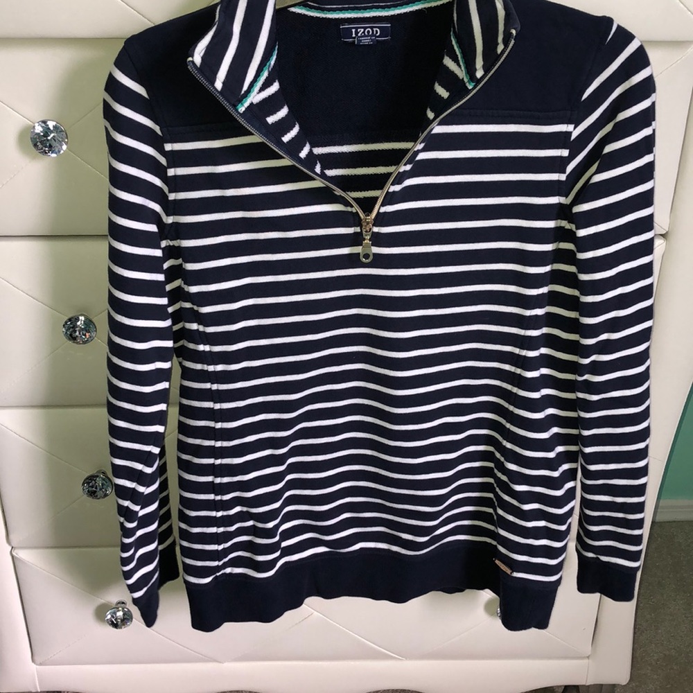 Stripped quarter zip